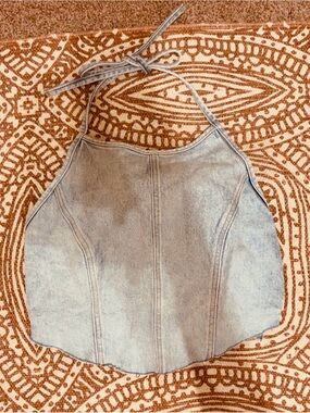 Victoria's Secret Light Blue Denim Halter Crop Top